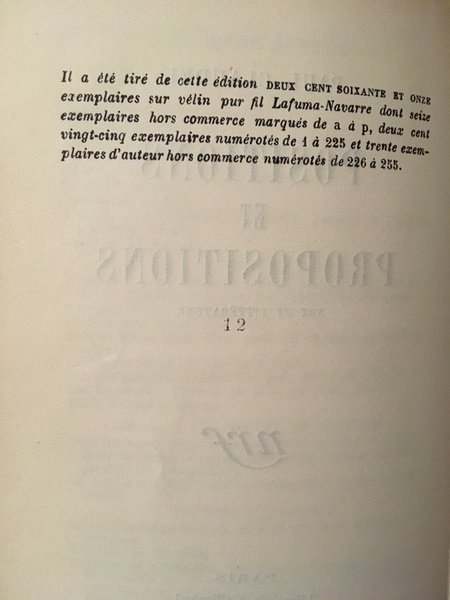 Positions et Propositions I, Art et Littérature