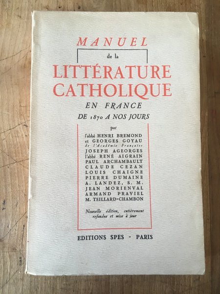 Manuel de la littérature catholique en France de 1870 à …