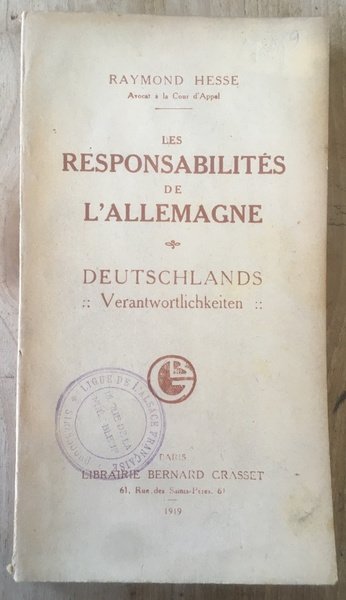 Les responsabilités de l'Allemagne, Deutschlands Verantwortlichkeiten