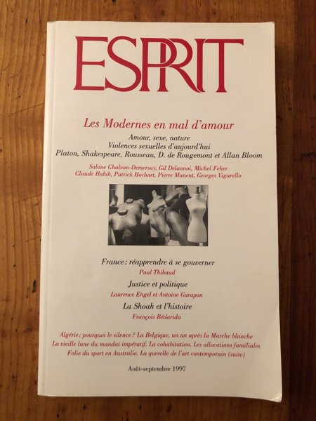 Revue Esprit Aout-Septembre 1997 Les modernes en mal d'amour
