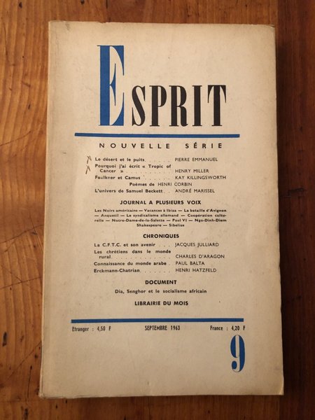 Revue Esprit Septembre 1963