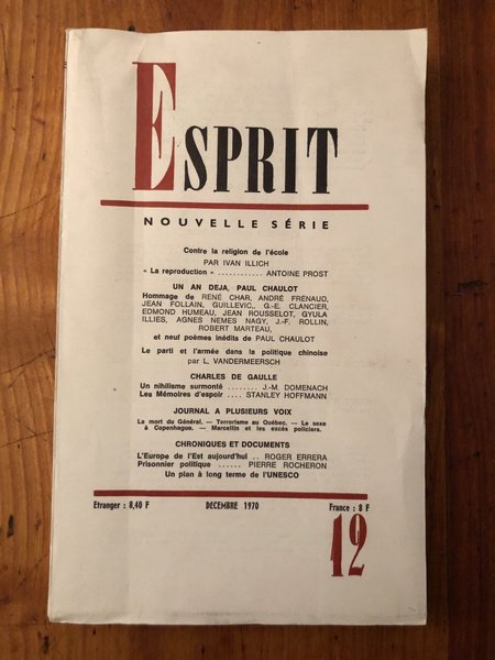 Revue Esprit Décembre 1970