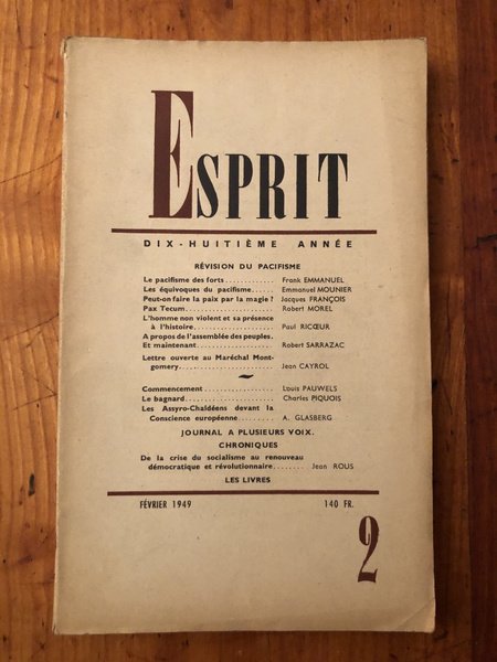 Esprit Février 1949, Révision du Pacifisme