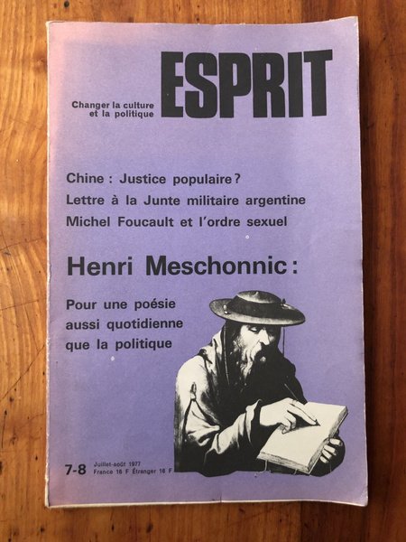 Esprit Juillet-Aout 1977, Meschonnic