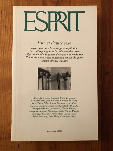 Revue Esprit Mars-Avril 2001, L'un et l'autre sexe