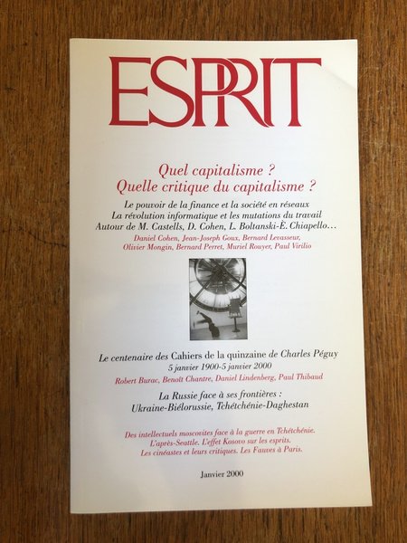 Revue Esprit Janvier 2000, Quel capitalisme ? Quelle critique du …