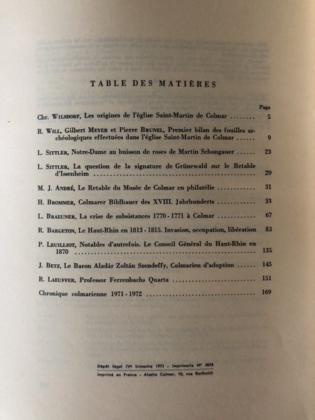 Annuaire de la société historique et littéraire de Colmar 1972