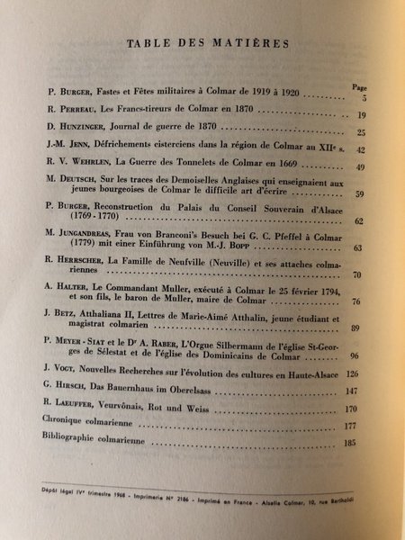 Annuaire de la société historique et littéraire de Colmar 1969/70