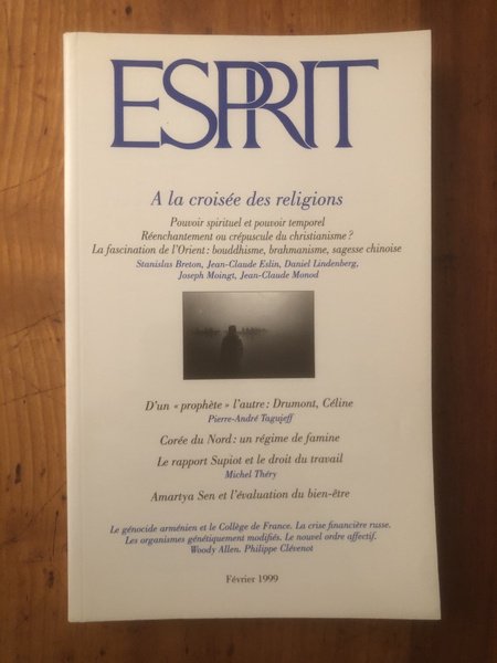 Revue Esprit Esprit Février 1999, A la croisée des religions