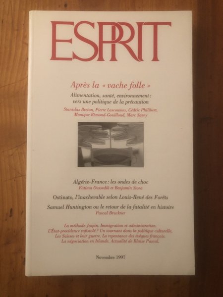 Revue Esprit Novembre 1997 Après la "vache folle"