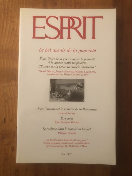 Revue Esprit Mai 1997 Le bel avenir de la pauvreté