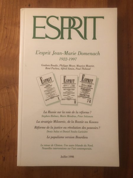 Revue Esprit Juillet 1998 L'esprit Jean-Marie Domenach 1922-1997