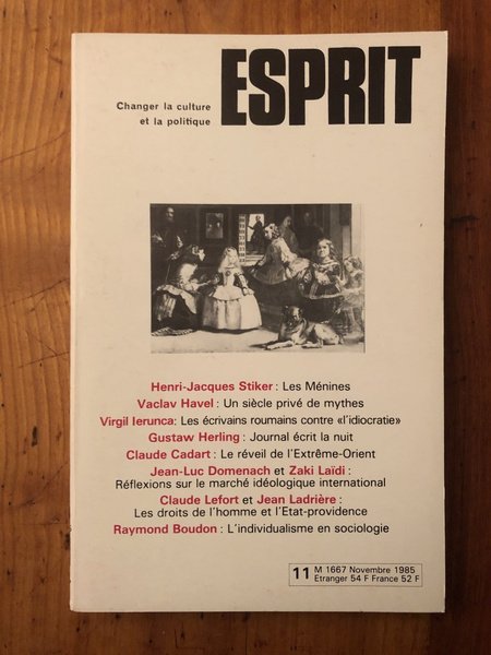 Revue Esprit Novembre 1985