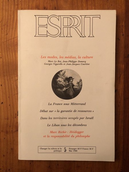 Revue Esprit Mai 1988 Les modes, les médias, la culture