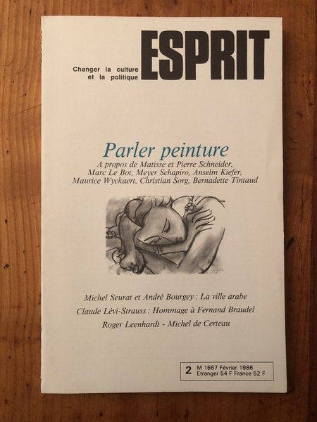 Revue Esprit Février 1986 Parler peinture