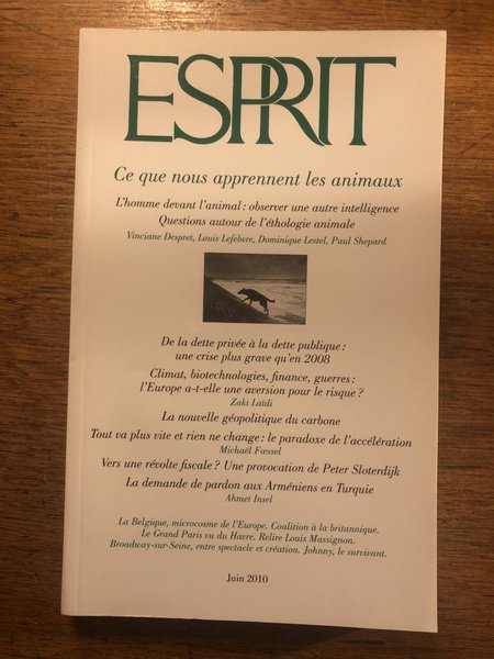 Revue Esprit Juin 2010, Ce que nous apprennent les animaux