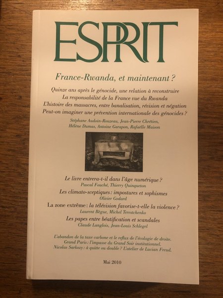 Revue Esprit Mai 2010, France-Rwanda, et maintenant ?