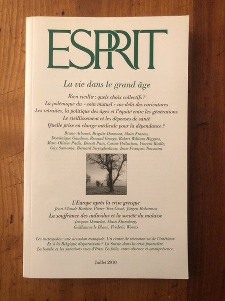 Revue Esprit Juillet 2010, La vie dans le grand âge