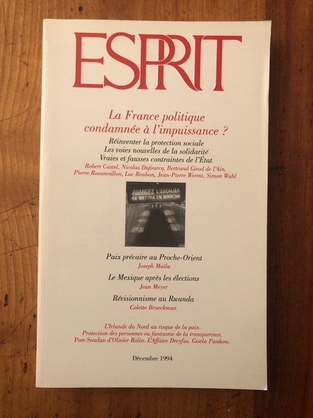 Revue Esprit Décembre 1994 La France politique condamnée à l'impuissance …