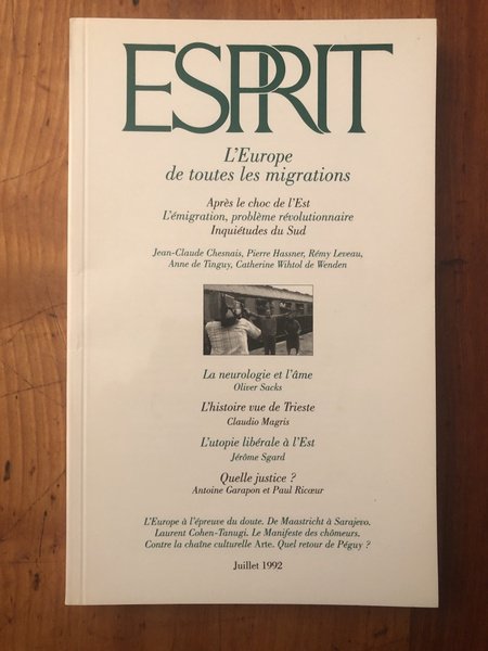 Revue Esprit Juillet 1992 L'Europe de toutes les migrations