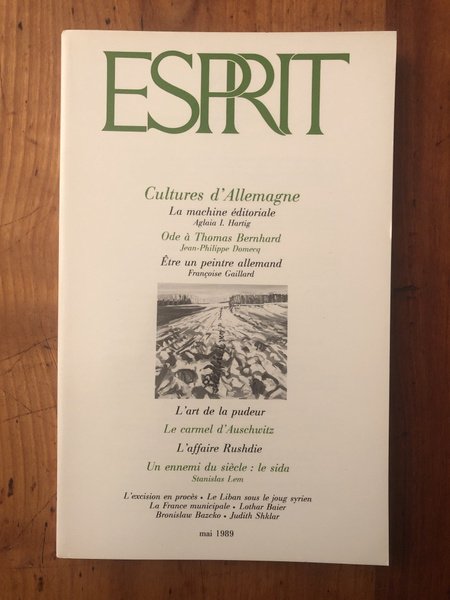 Revue Esprit Mai 1989 Cultures d'Allemagne