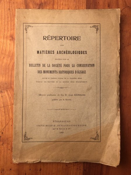 Répertoire Des Matières Archéologiques