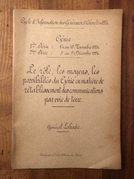 Le rôle, les moyens, les possibilités du Génie en matière …