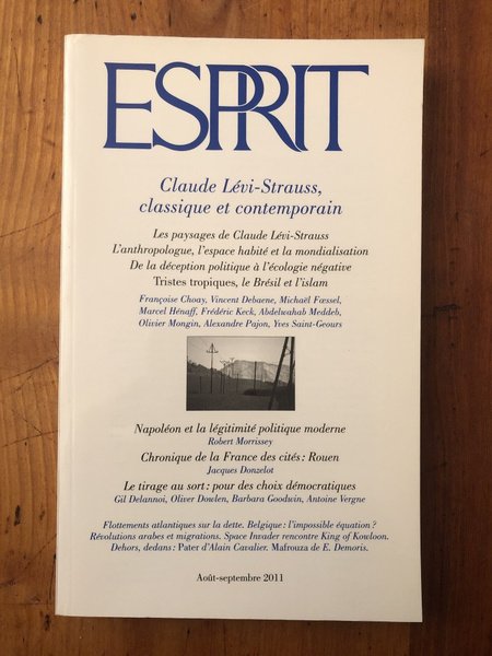 Revue Esprit, N° 377, août-septembre : Claude Lévi-Strauss, classique et …