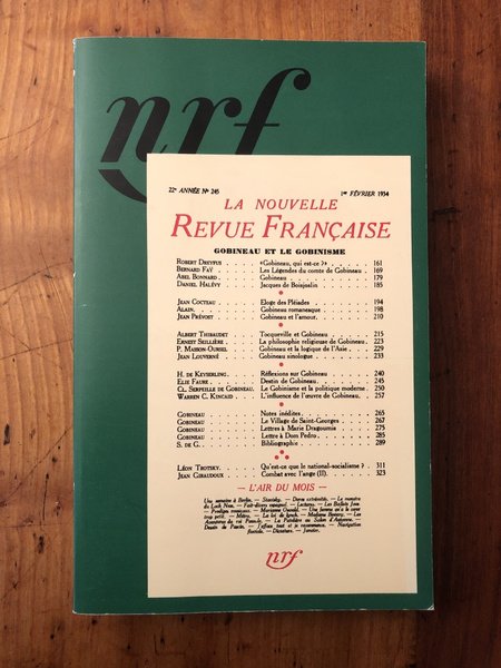 Nouvelle Revue Française - Gobineau et le gobinisme