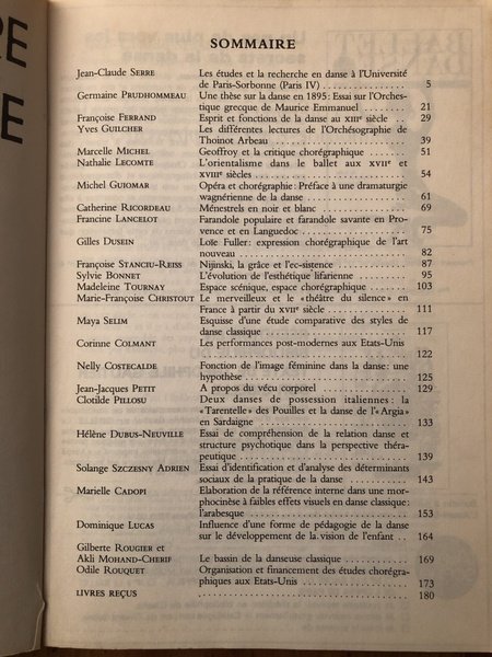 La recherche en danse Numéro 1, 1982