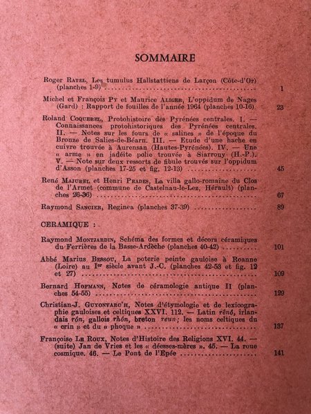 OGAM Tradition Celtique Tome XIX Fasc 1-2, N°109-110, Mars 1967