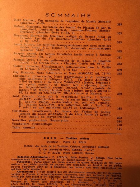 OGAM Tradition Celtique Tome XV Fasc 4-5, N°88_89 Jullet-Septembre 1963