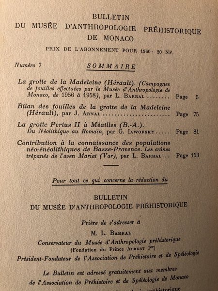 Bulletin du musée d'anthropologie préhistorique de Monaco N°7