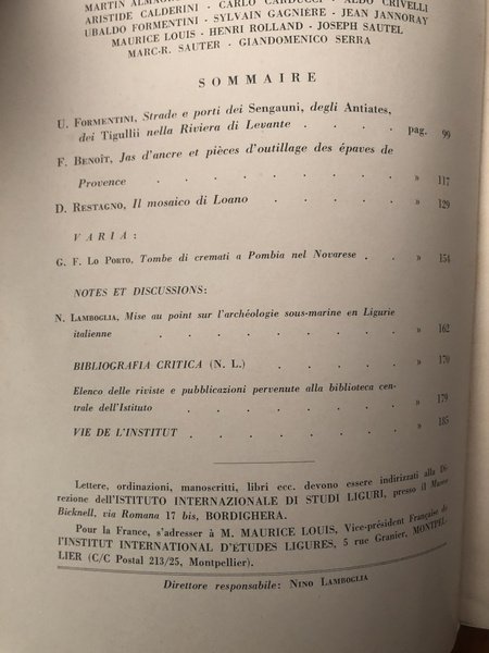 Revue d'études ligures Avril-Juin 1955