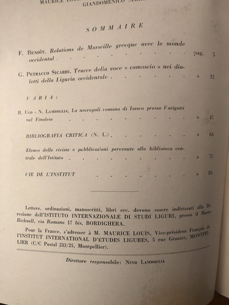 Revue d'études ligures Janvier-Mars 1956