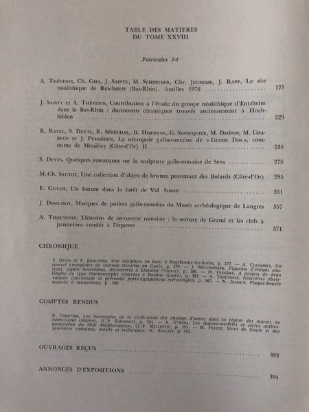 Revue archéologique de l'Est et du Centre-Est 1977 Tome XXVIII …