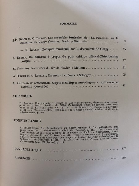 Revue archéologique de l'Est et du Centre-Est 1980 Tome XXXI …