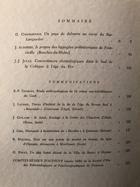 Cahiers ligures de Préhistoire et d'Archéologie 1960 N°9