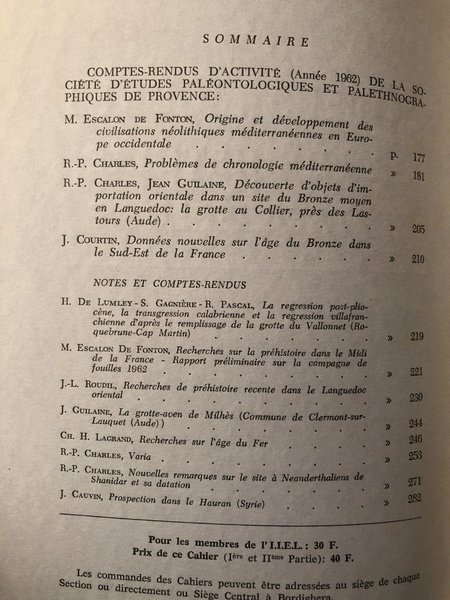 Cahiers ligures de Préhistoire et d'Archéologie 1963 N°12 IIème Partie