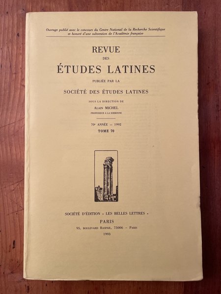 Revue des études latines 1992 Tome 70