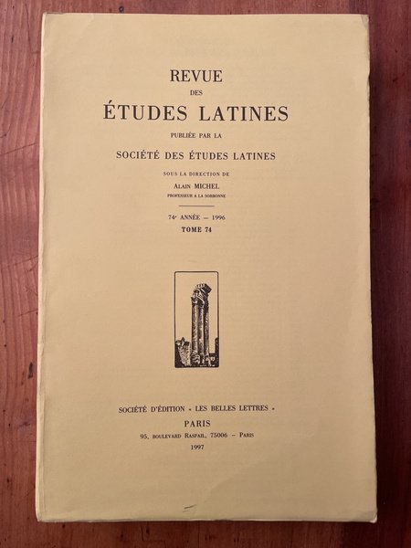 Revue des études latines 1996 Tome 74