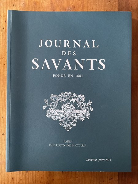 Journal des savants Janvier-Juin 2019