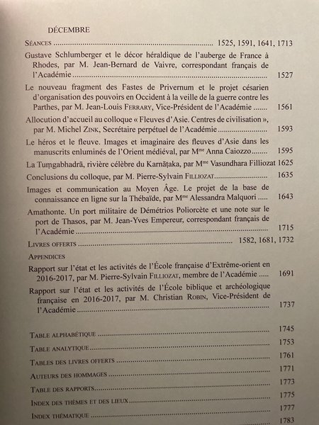 Comptes rendus de l'Académie des Inscriptions et Belles-Lettres Novembre-Décembre 2017