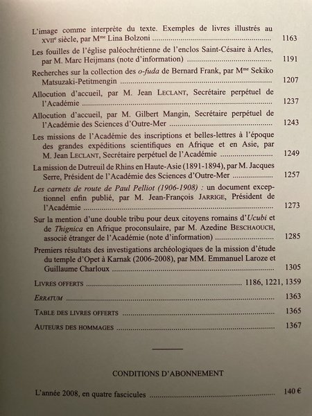 Comptes rendus de l'Académie des Inscriptions et Belles-Lettres Juillet-Octobre 2008