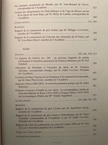 Comptes rendus de l'Académie des Inscriptions et Belles-Lettres Janvier-Mars 2009