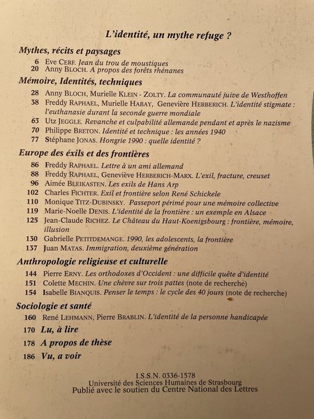 Revue des sciences sociales de la France de l'est N°18, …