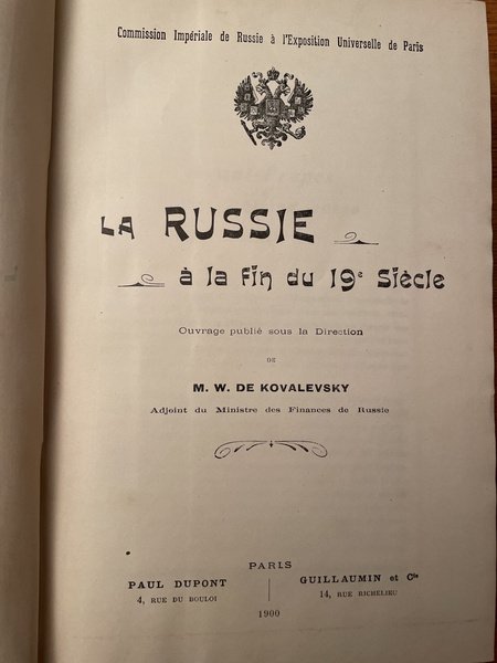 La russie à la fin du 19e siècle