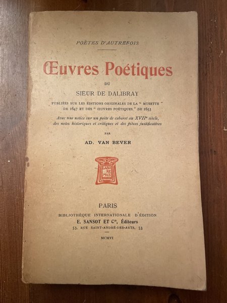 Oeuvres poétiques du Sieur Dalibray