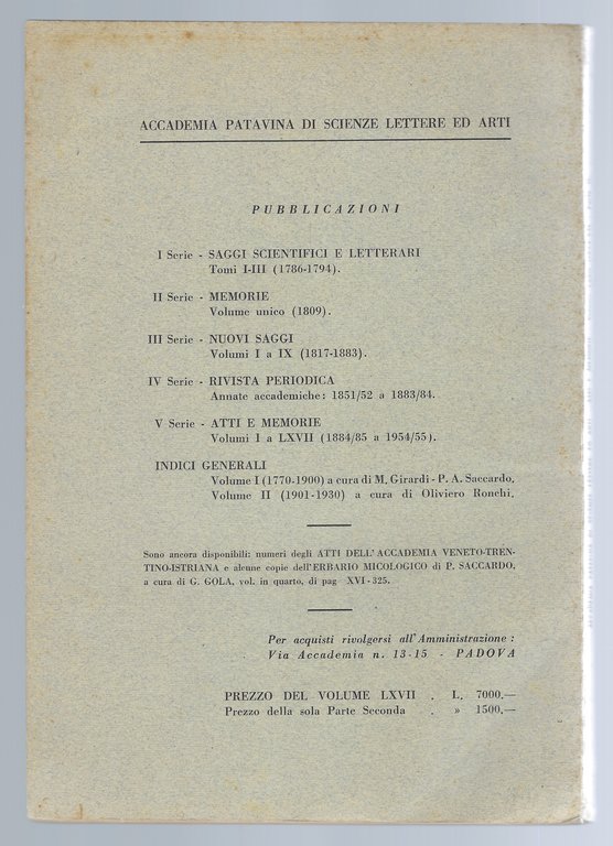 Atti e memorie dell'Accademia Patavina di Scienze Lettere ed Arti. …