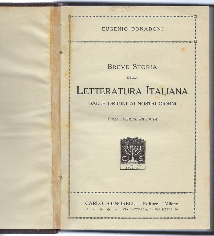 Breve storia della letteratura italiana dalle origini ai nostri giorni